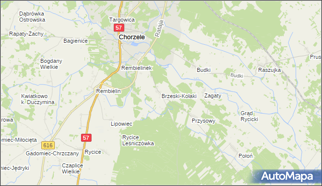 mapa Brzeski-Kołaki, Brzeski-Kołaki na mapie Targeo