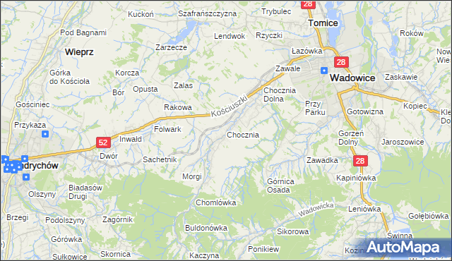 mapa Chocznia, Chocznia na mapie Targeo