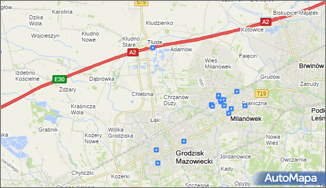 mapa Chrzanów Duży, Chrzanów Duży na mapie Targeo
