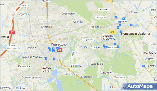 mapa Chylice gmina Piaseczno, Chylice gmina Piaseczno na mapie Targeo