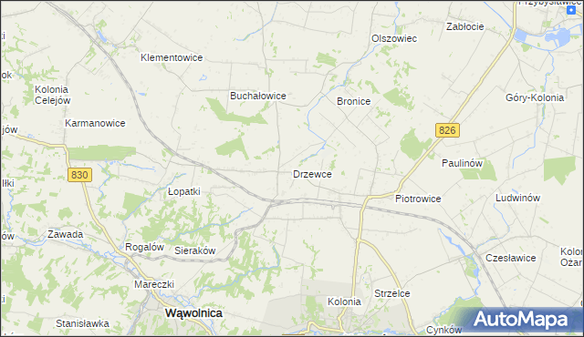 mapa Drzewce gmina Nałęczów, Drzewce gmina Nałęczów na mapie Targeo