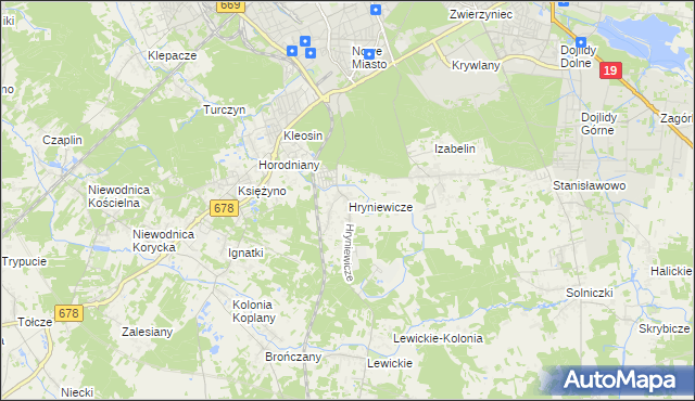 mapa Hryniewicze, Hryniewicze na mapie Targeo