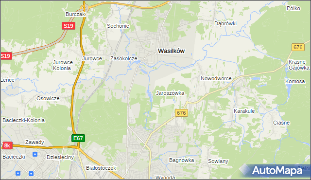 mapa Jaroszówka gmina Wasilków, Jaroszówka gmina Wasilków na mapie Targeo