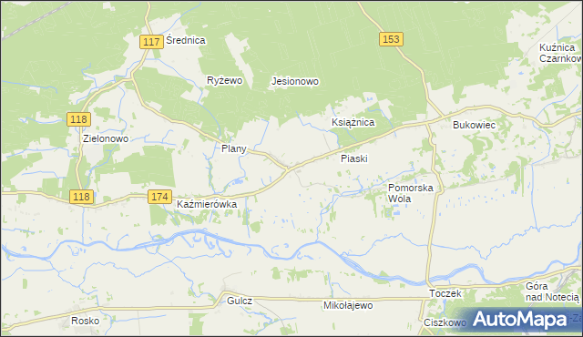 mapa Jędrzejewo gmina Czarnków, Jędrzejewo gmina Czarnków na mapie Targeo