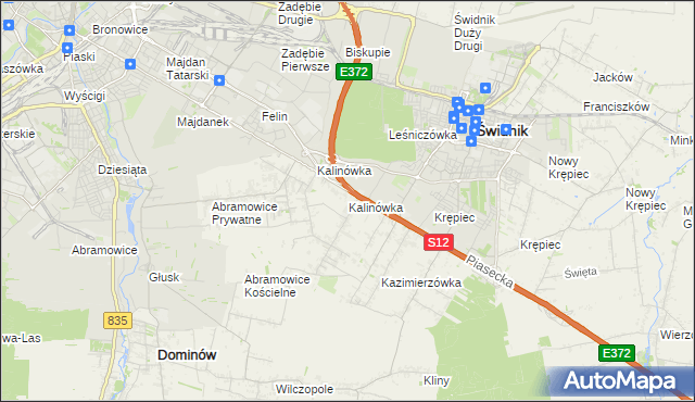mapa Kalinówka gmina Głusk, Kalinówka gmina Głusk na mapie Targeo
