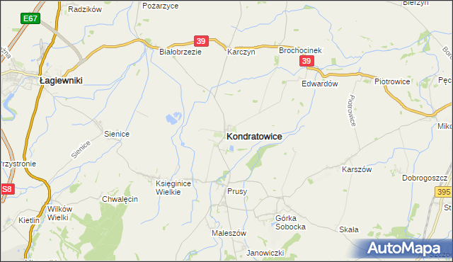 mapa Kondratowice, Kondratowice na mapie Targeo