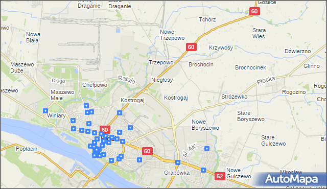 mapa Kostrogaj, Kostrogaj na mapie Targeo