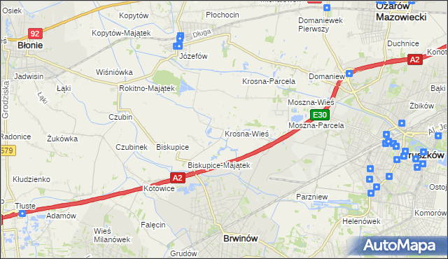 mapa Krosna-Wieś, Krosna-Wieś na mapie Targeo