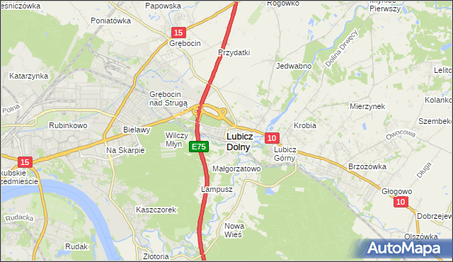 mapa Lubicz Dolny, Lubicz Dolny na mapie Targeo