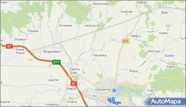 mapa Marianka gmina Pasłęk, Marianka gmina Pasłęk na mapie Targeo