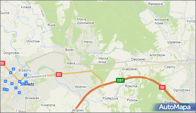 mapa Męcka Wola, Męcka Wola na mapie Targeo