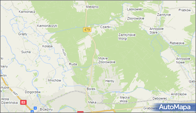 mapa Mokre Zborowskie, Mokre Zborowskie na mapie Targeo