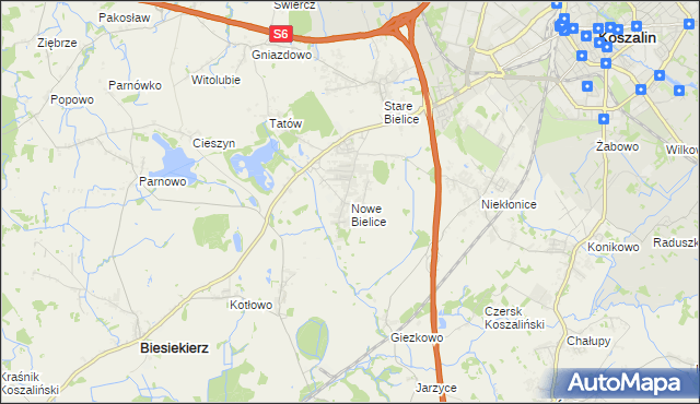 mapa Nowe Bielice, Nowe Bielice na mapie Targeo