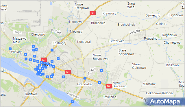 mapa Nowe Boryszewo, Nowe Boryszewo na mapie Targeo