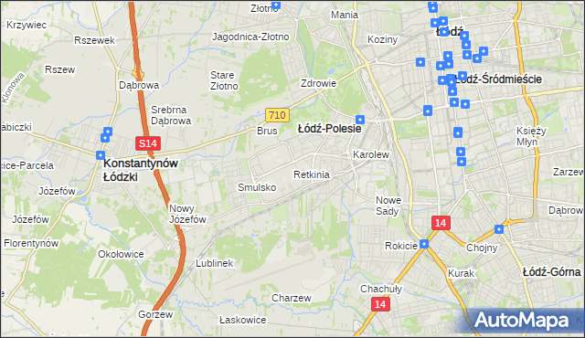 mapa Retkinia, Retkinia na mapie Targeo