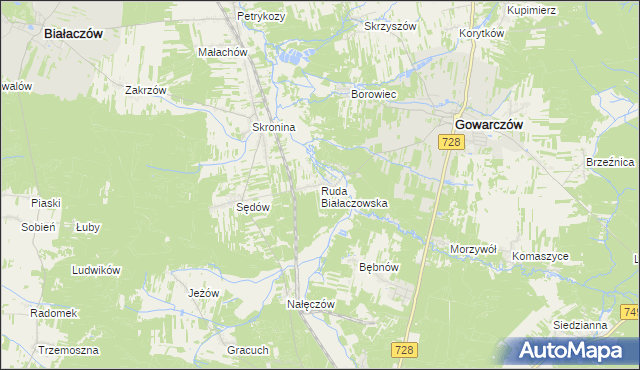 mapa Ruda Białaczowska, Ruda Białaczowska na mapie Targeo