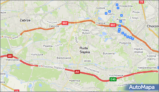 mapa Rudy Śląskiej, Ruda Śląska na mapie Targeo
