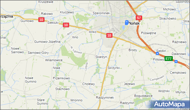 mapa Skarżyn gmina Płońsk, Skarżyn gmina Płońsk na mapie Targeo