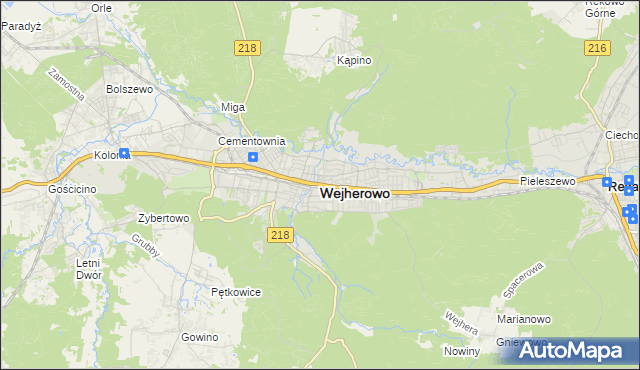 mapa Wejherowo, Wejherowo na mapie Targeo