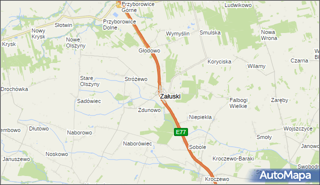mapa Załuski powiat płoński, Załuski powiat płoński na mapie Targeo
