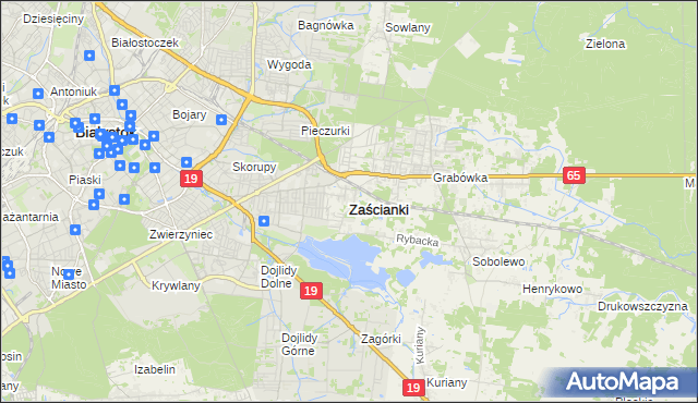 mapa Zaścianki gmina Supraśl, Zaścianki gmina Supraśl na mapie Targeo