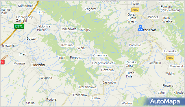 mapa Zmiennica, Zmiennica na mapie Targeo