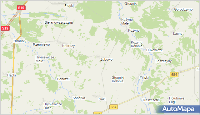 mapa Zubowo, Zubowo na mapie Targeo