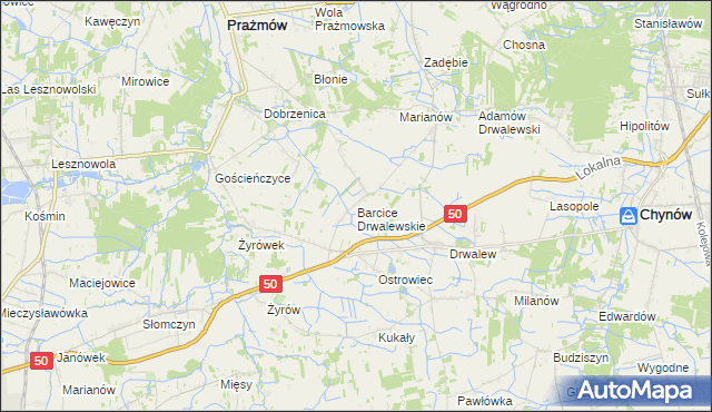 mapa Barcice Drwalewskie, Barcice Drwalewskie na mapie Targeo