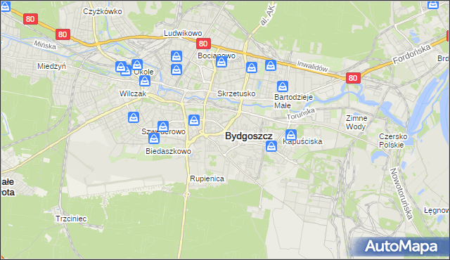 mapa Bydgoszczy, Bydgoszcz na mapie Targeo