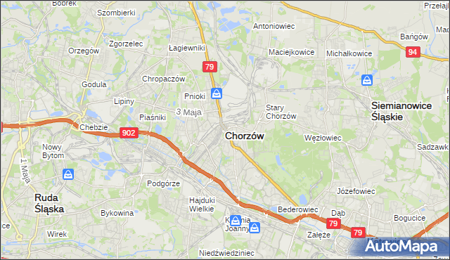 mapa Chorzów, Chorzów na mapie Targeo