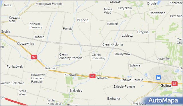 mapa Cienin Kościelny, Cienin Kościelny na mapie Targeo