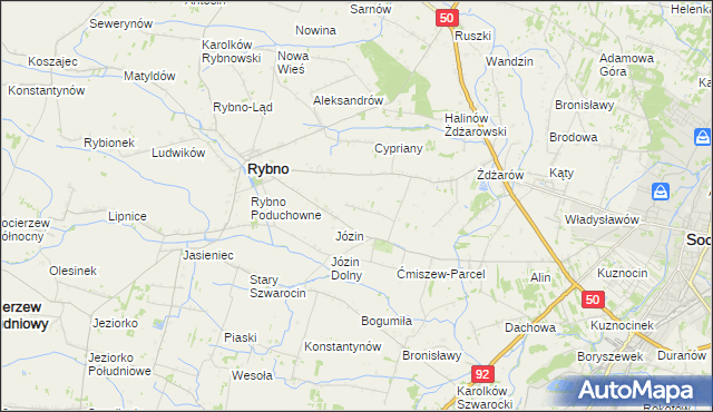 mapa Ćmiszew Rybnowski, Ćmiszew Rybnowski na mapie Targeo