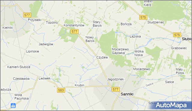 mapa Czyżew gmina Sanniki, Czyżew gmina Sanniki na mapie Targeo