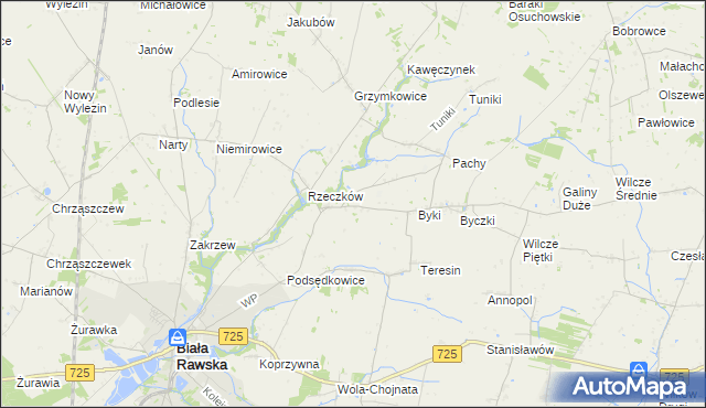 mapa Dańków gmina Biała Rawska, Dańków gmina Biała Rawska na mapie Targeo