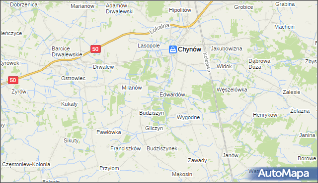 mapa Edwardów gmina Chynów, Edwardów gmina Chynów na mapie Targeo