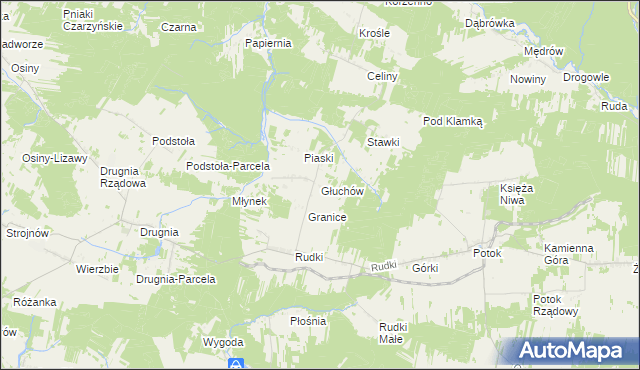 mapa Głuchów gmina Raków, Głuchów gmina Raków na mapie Targeo
