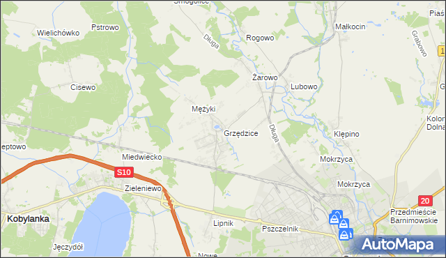 mapa Grzędzice, Grzędzice na mapie Targeo