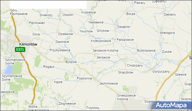 mapa Janowice gmina Samborzec, Janowice gmina Samborzec na mapie Targeo