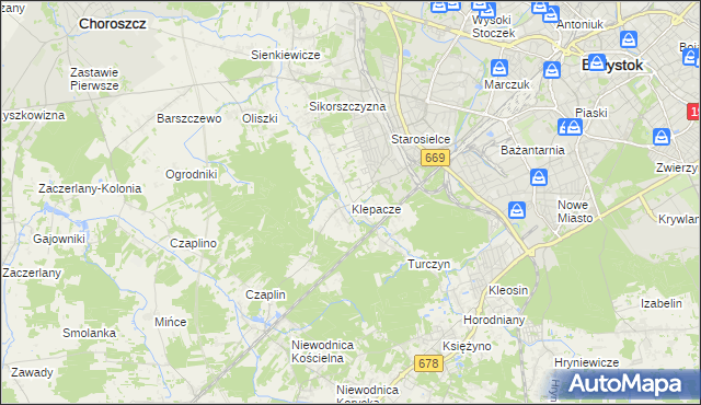 mapa Klepacze gmina Choroszcz, Klepacze gmina Choroszcz na mapie Targeo