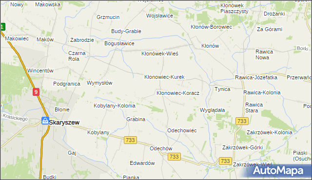 mapa Kłonowiec-Koracz, Kłonowiec-Koracz na mapie Targeo