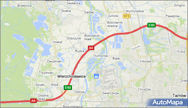 mapa Komorów gmina Wierzchosławice, Komorów gmina Wierzchosławice na mapie Targeo