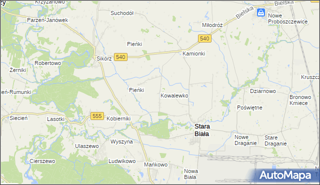 mapa Kowalewko gmina Stara Biała, Kowalewko gmina Stara Biała na mapie Targeo