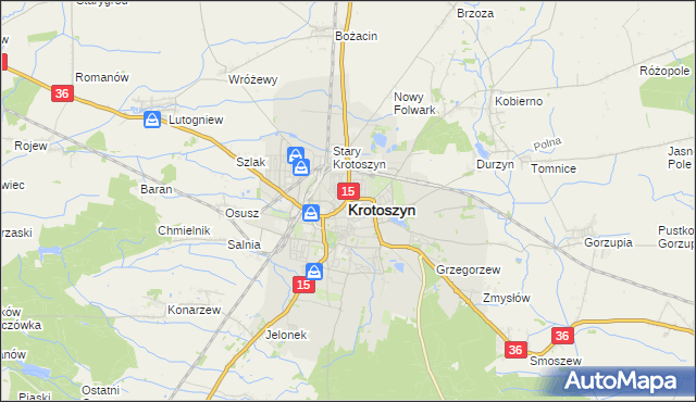 mapa Krotoszyna, Krotoszyn na mapie Targeo