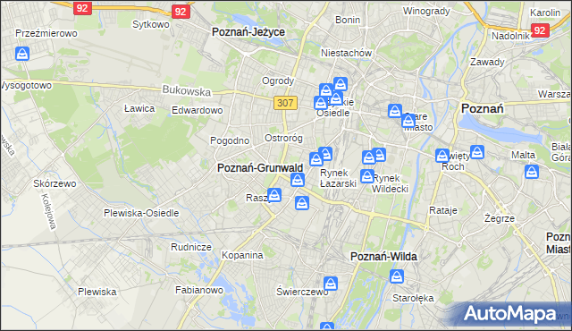 mapa Łazarz gmina Poznań, Łazarz gmina Poznań na mapie Targeo