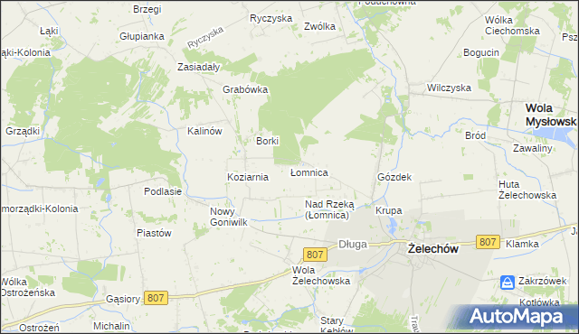 mapa Łomnica gmina Żelechów, Łomnica gmina Żelechów na mapie Targeo