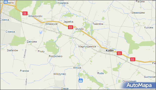 mapa Magnuszewice, Magnuszewice na mapie Targeo