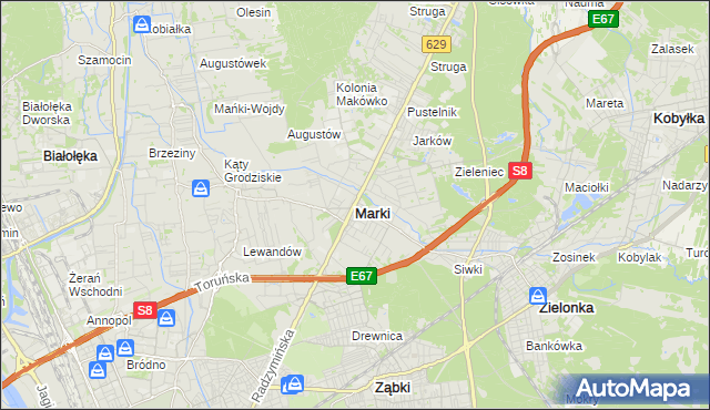 mapa Marki powiat wołomiński, Marki powiat wołomiński na mapie Targeo