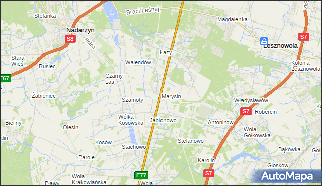 mapa Marysin gmina Lesznowola, Marysin gmina Lesznowola na mapie Targeo