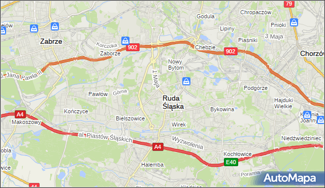 mapa Rudy Śląskiej, Ruda Śląska na mapie Targeo