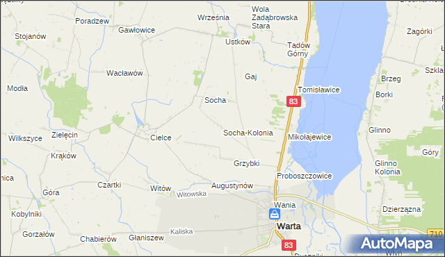 mapa Socha-Kolonia, Socha-Kolonia na mapie Targeo